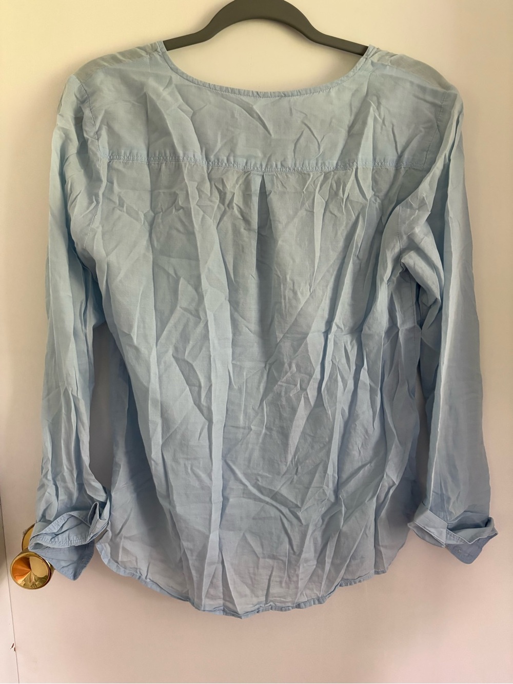 LOFT Pale Blue Button-Front Henley Top - Picture 3 of 3